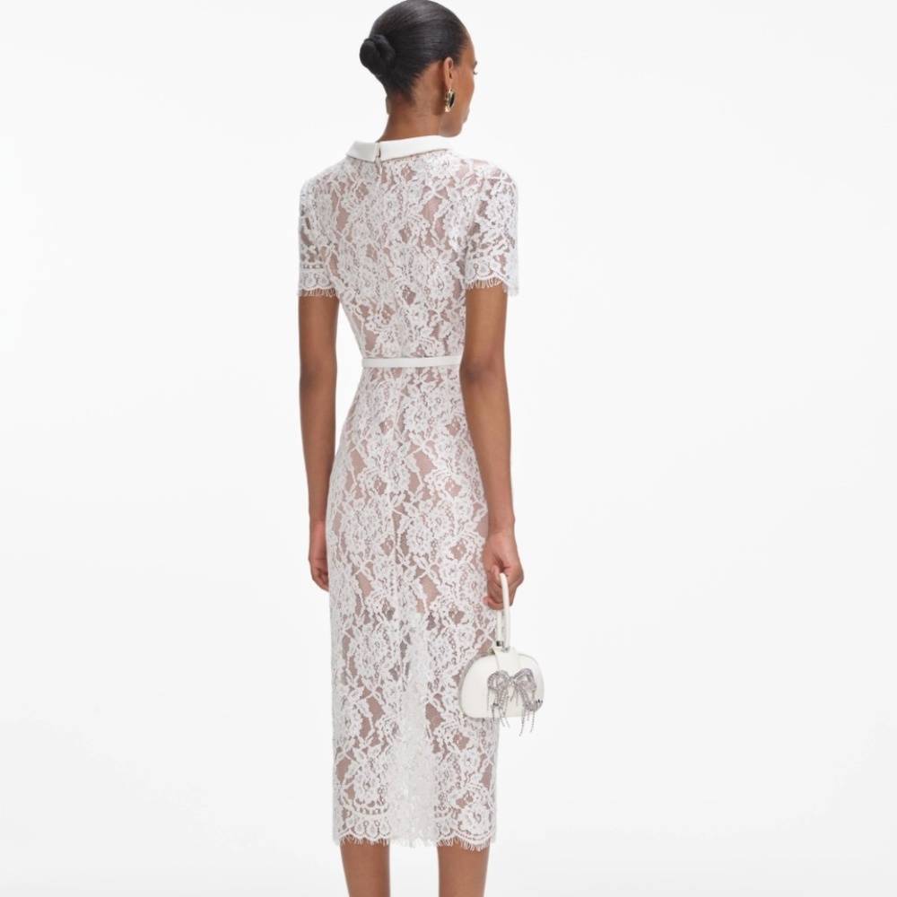 self-portrait White Lace Button Midi Dress 2026 - Size:US4 - MSRP $615 - NWT - Picture 3 of 9